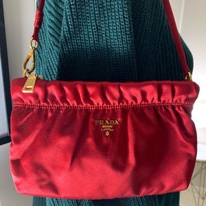 PRADA Rubino Raso Satin Evening Clutch Bag 1N1662
